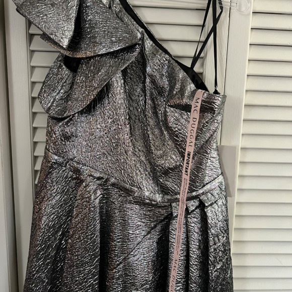 Mac Duggal One Shoulder Bow Midi Dress 67906 - Picture 4 of 11